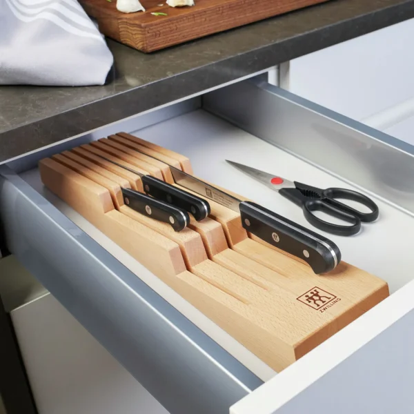 ZWILLING Empty Knife Blocks*Beechwood, In-Drawer Knife Organizer Brown