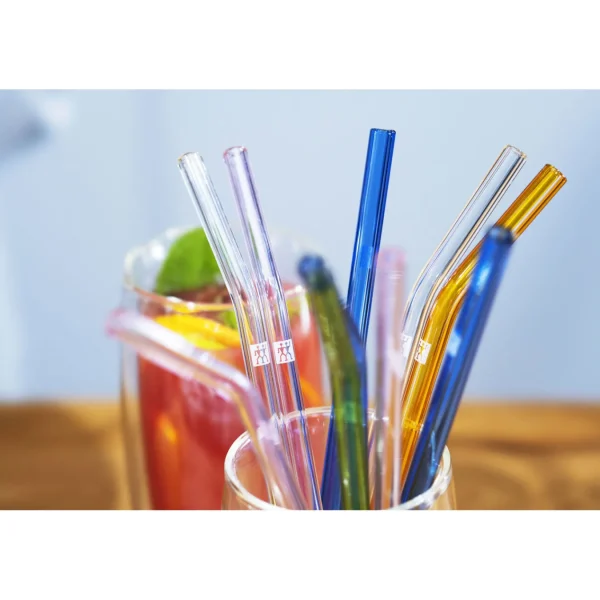 ZWILLING Straws*Glass Straw - Colored - Bent Set Mixed Colors