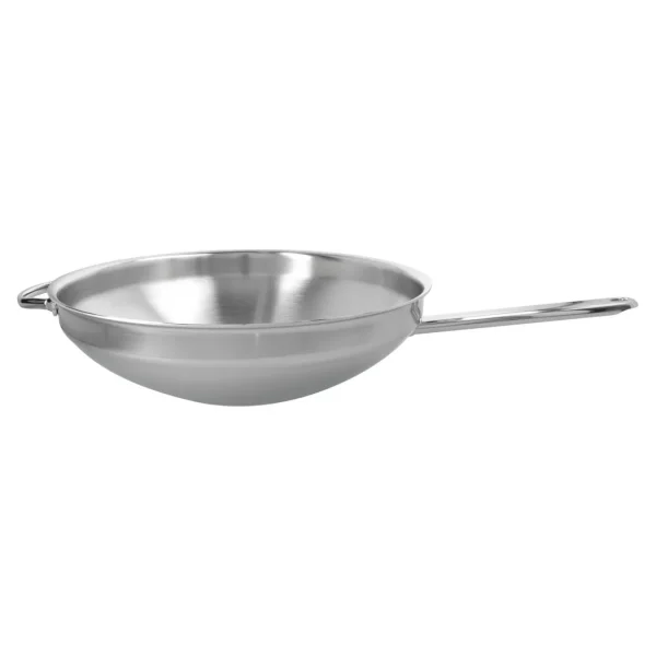 DEMEYERE Woks*12.5-Inch, 18/10 Stainless Steel, Flat Bottom Wok With Helper Handle, Silver