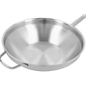 DEMEYERE Woks*12.5-Inch, 18/10 Stainless Steel, Flat Bottom Wok With Helper Handle, Silver