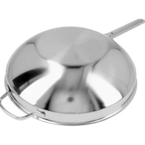 DEMEYERE Woks*12.5-Inch, 18/10 Stainless Steel, Flat Bottom Wok With Helper Handle, Silver