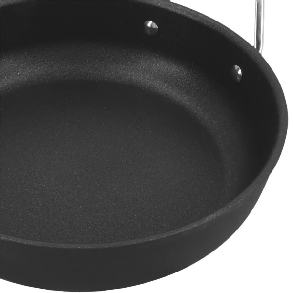 DEMEYERE Skillets*9.5-Inch, Aluminum, Non-Stick, Deep Fry Pan   Silver-Black