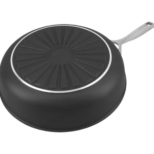 DEMEYERE Skillets*9.5-Inch, Aluminum, Non-Stick, Deep Fry Pan   Silver-Black