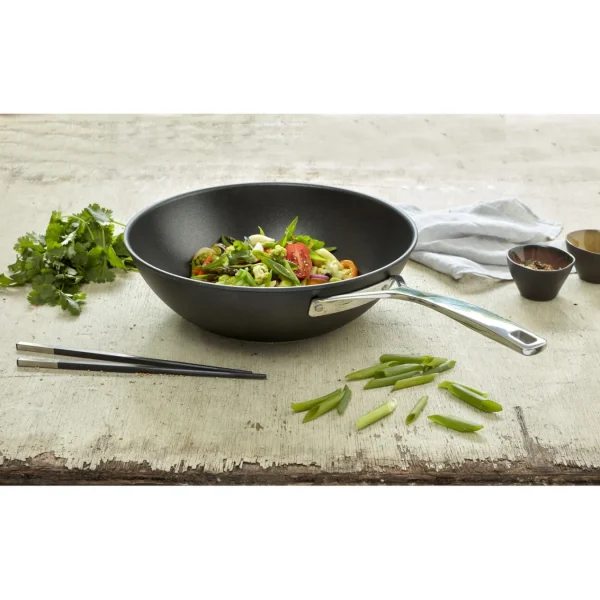 DEMEYERE Woks*12-Inch, Aluminum, Nonstick Perfect Pan, Silver-Black