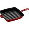 STAUB Grill Pans*10-Inch, Cast Iron, Square, Grill Pan, Cherry