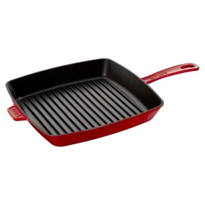 STAUB Grill Pans*12-Inch, Cast Iron, Square, Grill Pan, Cherry