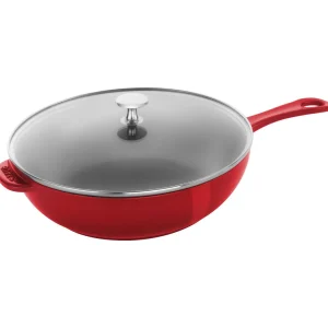 STAUB Skillets*10-Inch, Daily Pan With Glass Lid, Cherry