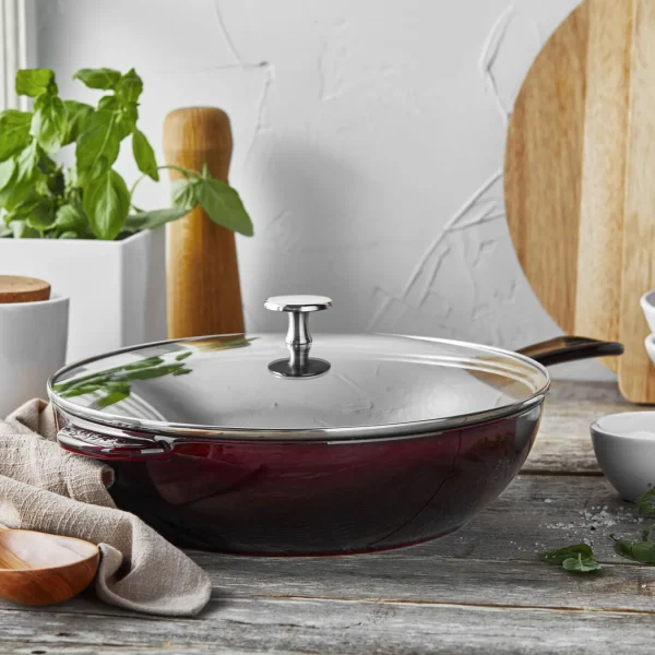 STAUB Skillets*10-Inch, Daily Pan With Glass Lid, Grenadine