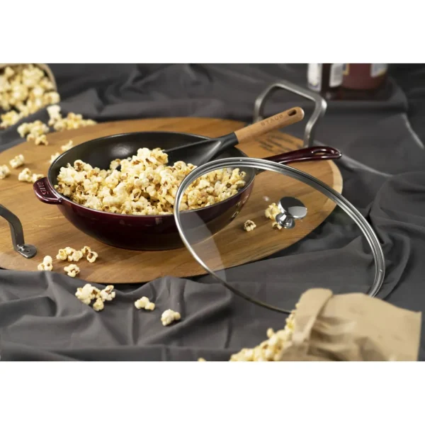 STAUB Skillets*10-Inch, Daily Pan With Glass Lid, Grenadine