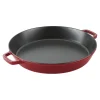 STAUB Specialty Cookware*15.75 Inch, Double Handle Fry Pan, Cherry