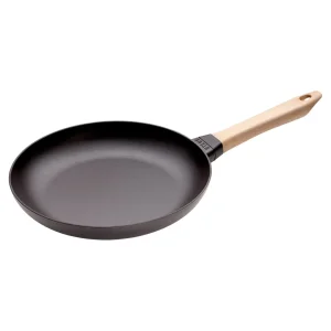 STAUB Skillets*11-Inch, Fry Pan Wooden Handle, Black Matte