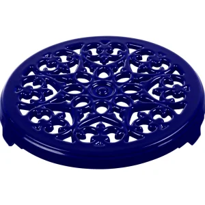 STAUB Trivets*9-Inch, Round, Cast Iron Lilly Trivet, Dark Blue