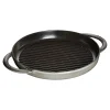 STAUB Grill Pans*10-Inch, Round Double Handle Pure Grill, Graphite Grey