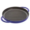 STAUB Grill Pans*10-Inch, Round Double Handle Pure Grill, Dark Blue