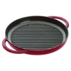 STAUB Grill Pans*10-Inch, Round Double Handle Pure Grill, Grenadine