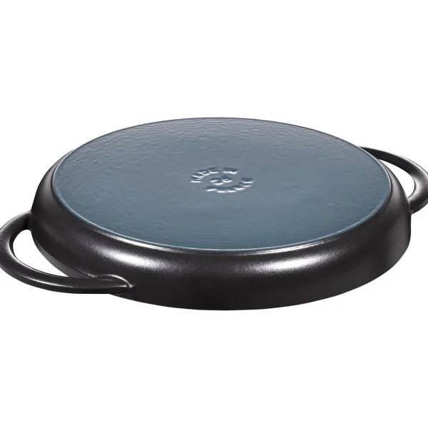 STAUB Grill Pans*10-Inch, Round Double Handle Pure Grill, Black Matte