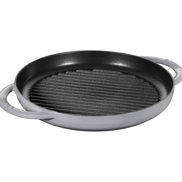 STAUB Grill Pans*10-Inch, Round Double Handle Pure Grill, Graphite Grey