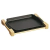 STAUB Trivets*13-Inch X 9-Inch, Rectangular Serving Dish With Wood Base, Black Matte