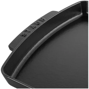 STAUB Trivets*13-Inch X 9-Inch, Rectangular Serving Dish With Wood Base, Black Matte