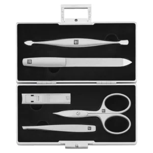 ZWILLING Manicure Sets*5-Pc Aluminum Spring Lock Case Silver-Black