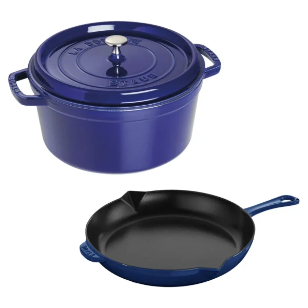 STAUB Cookware Sets*3-Pc, Cocotte And Fry Pan Set, Dark Blue