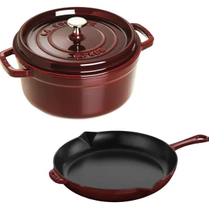 STAUB Cookware Sets*3-Pc, Cocotte And Fry Pan Set, Grenadine