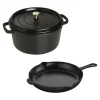 STAUB Cookware Sets*3-Pc, Cocotte And Fry Pan Set, Black Matte