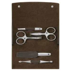 ZWILLING Manicure Sets*5-Pc, Leather Snap Fastener Case, Brown