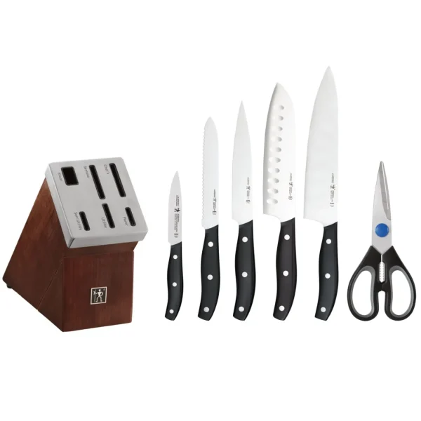 HENCKELS Self Sharpening Knife Sets*7-Pc, Self Sharpening Knife Block Set, Brown