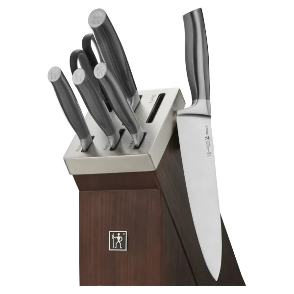 HENCKELS Self Sharpening Knife Sets*7-Pc, Self-Sharpening Knife Block Set, Brown