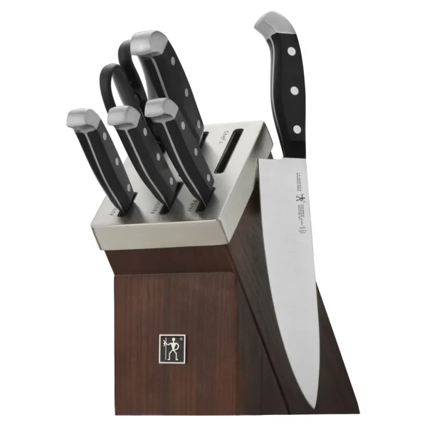 HENCKELS Self Sharpening Knife Sets*7-Pc, Self-Sharpening Knife Block Set, Brown