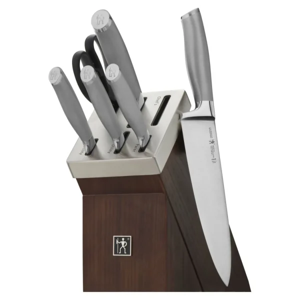 HENCKELS Self Sharpening Knife Sets*7-Pc, Self-Sharpening Knife Block Set, Brown