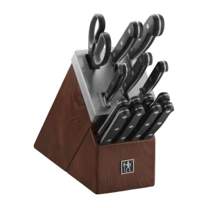 HENCKELS Self Sharpening Knife Sets*15-Pc, Self-Sharpening Knife Block Set, Brown