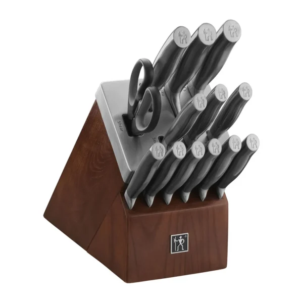 HENCKELS Self Sharpening Knife Sets*14-Pc, Self-Sharpening Knife Block Set, Brown