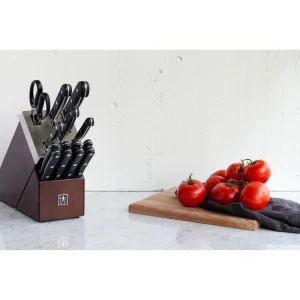 HENCKELS Self Sharpening Knife Sets*15-Pc, Self-Sharpening Knife Block Set, Brown