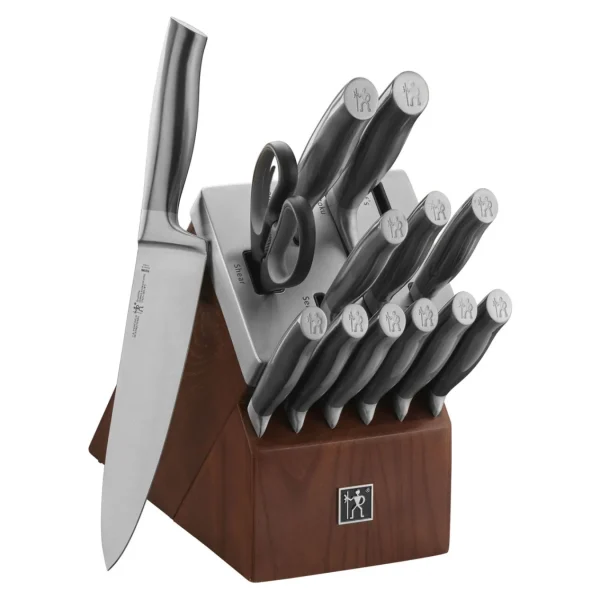 HENCKELS Self Sharpening Knife Sets*14-Pc, Self-Sharpening Knife Block Set, Brown