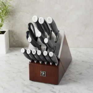 HENCKELS Self Sharpening Knife Sets*14-Pc, Self-Sharpening Knife Block Set, Brown