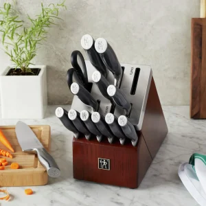 HENCKELS Self Sharpening Knife Sets*14-Pc, Self-Sharpening Knife Block Set, Brown