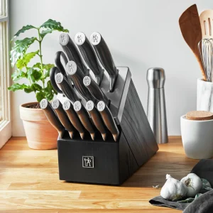 HENCKELS Self Sharpening Knife Sets*14-Pc, Self-Sharpening Knife Block Set, Brown