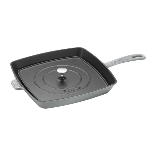 STAUB Grill Pans*2-Pc, Square, 12" Grill Pan & Press Set, Graphite Grey