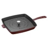 STAUB Grill Pans*2-Pc, Square, 12" Grill Pan & Press Set, Grenadine