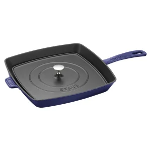 STAUB Grill Pans*2-Pc, Square, 12" Grill Pan & Press Set, Dark Blue