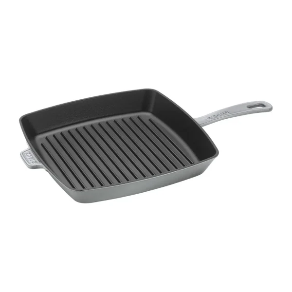 STAUB Grill Pans*2-Pc, Square, 12" Grill Pan & Press Set, Graphite Grey