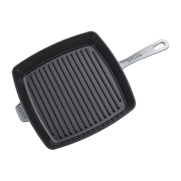 STAUB Grill Pans*2-Pc, Square, 12" Grill Pan & Press Set, Graphite Grey