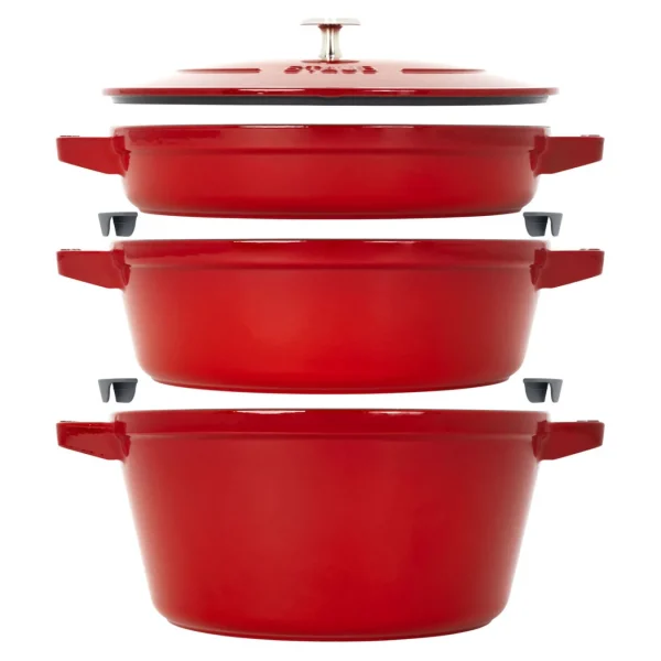 STAUB Cookware Sets*4-Pc Stackable Set,, Cast Iron Cherry