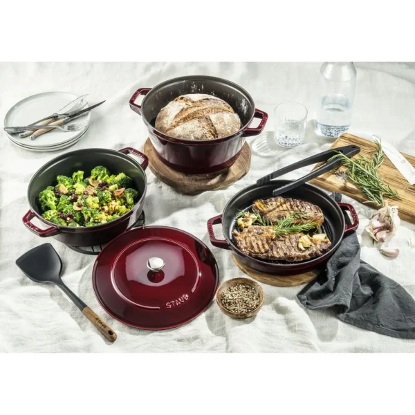 STAUB Cookware Sets*4-Pc Stackable Set,, Cast Iron Grenadine