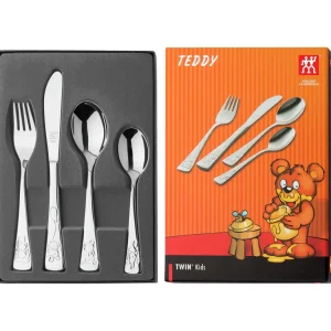 ZWILLING Kids Cutlery*4-Pc Twin Kids Teddy Flatware Set, 18/10 Stainless Steel Silver