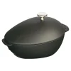 STAUB Specialty Cookware*2 Qt, Cast Iron, Mussel Pot, Black Matte