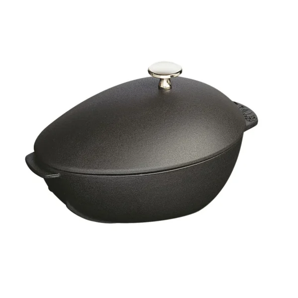 STAUB Specialty Cookware*2 Qt, Cast Iron, Mussel Pot, Black Matte