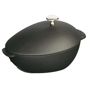 STAUB Specialty Cookware*2 Qt, Cast Iron, Mussel Pot, Black Matte